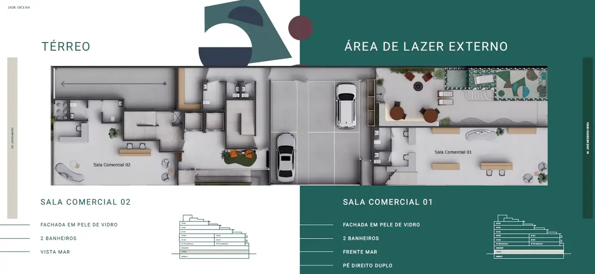 Planta Jade Ocean — Apartamento 102 Vista Mar 188m² com piscina privativa